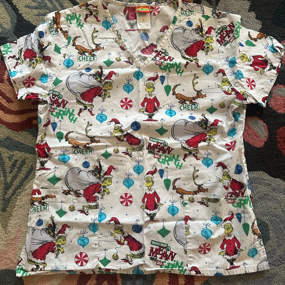 Grinch 2 pocket scrub top
